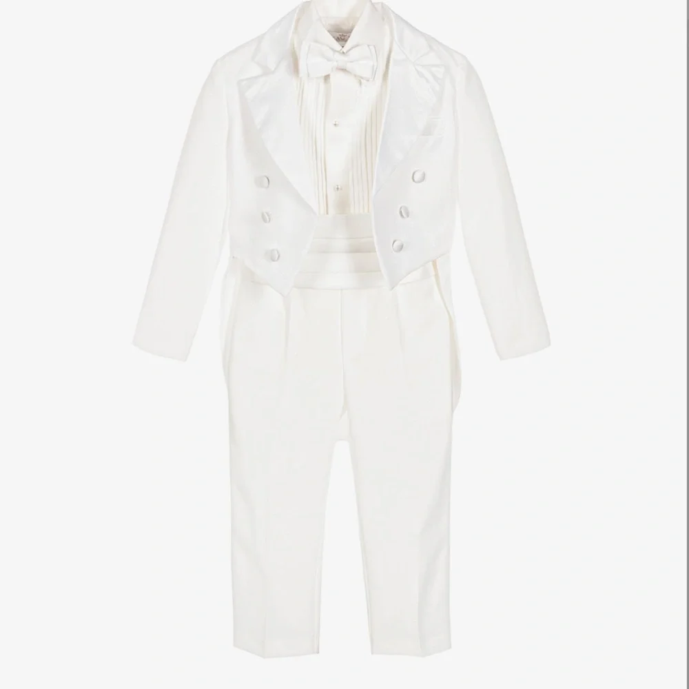 Beau Elegant White Baby boy white tuxedo like new